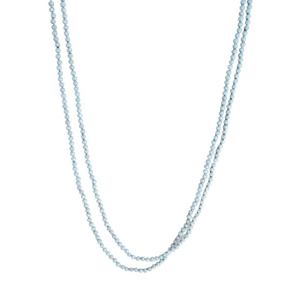 Retro 50s 60s Blue Beaded Necklace Double or Single Strand Fashion Jewelry Women - Picture 1 of 4